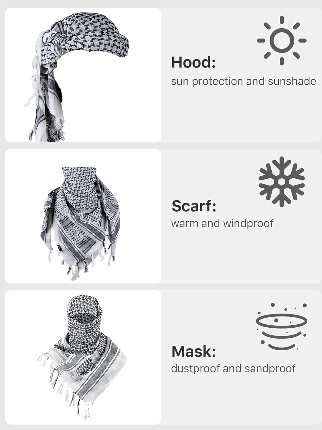 Scarf Military Shemagh Tactical Desert Keffiyeh Head Neck Scarf Arab Wrap with Tassel for Men Women - Image 6