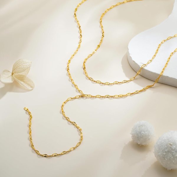 Lariat Gold Necklace for Women Dainty Long 14K Gold Plated Y-Shaped Body Chain Choker Necklace Trendy Non Tarnish Pendant Simple Layered Necklaces Gold Jewelry for Women Set Gift - Image 4